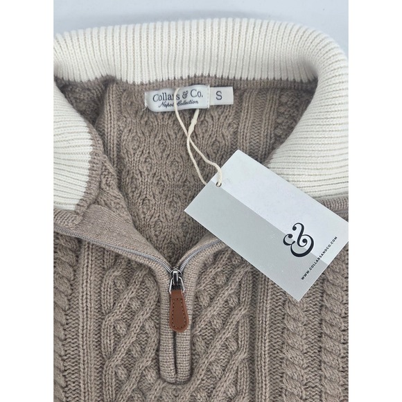 NWT Collars and Co Napoli Cable Knit Quarter Zip Wool & Cashmere Sweater Small - Picture 3 of 7
